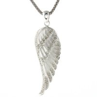 0.20 ct. t.w. Diamond Angel Wing Pendant in Satin Textured Sterling Silver 