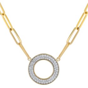 S Collection 0.50 CT. T.W. Diamond Circle in a 14K Yellow Gold Chain Link Necklace