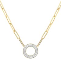 S Collection 0.50 CT. T.W. Diamond Circle in a 14K Yellow Gold Chain Link Necklace