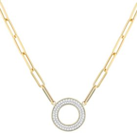 S Collection 0.50 CT. T.W. Diamond Circle in a 14K Yellow Gold Chain Link Necklace