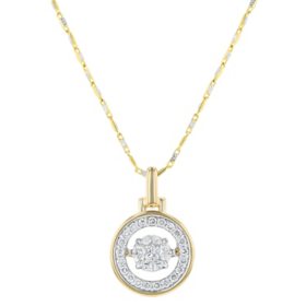 S Collection Two-Tone 1.2 CT. T.W. Dancing Diamond Pendant in 14K Gold