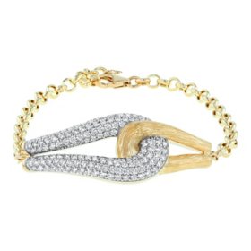 S Collection 2.20 CT. T.W. Pavé Style Diamond Adjustable Length Bracelet in 14K Yellow Gold