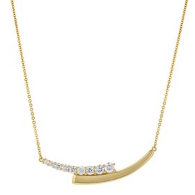 S Collection 1 CT. T.W. Graduating Diamond & Gold Bypass Bar Necklace in 14K Yellow Gold
