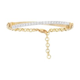 S Collection Two-Tone 1 CT. T.W. Crossover Tennis Style Link Bracelet in 14K Gold
