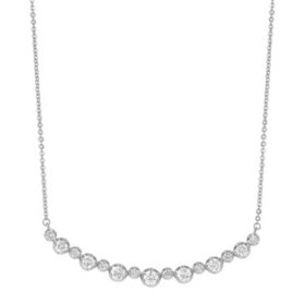 1.00 CT. T.W. Round Cut Curved Bar Diamond Pendant Necklace in 14K Gold