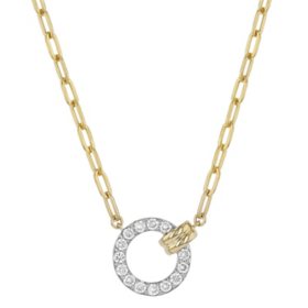 S Collection 0.55 CT. T.W. Interlinked Diamond Circle Necklace in 14K Two-Tone Gold