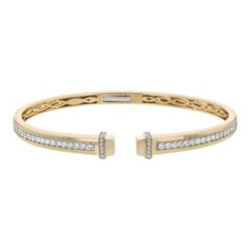 1.00 CT. T.W. Round Cut Cuff Diamond Bangle Bracelet in 14K Gold