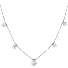 S Collection 1.45 CT. T.W. Diamond Floral Station Necklace in 14K White Gold