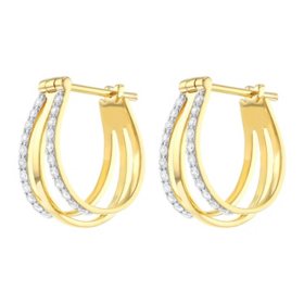 0.45 CT. T.W. Round Brilliant Diamond Triple Split Hoop Earrings in 14K Gold