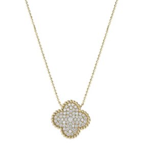 0.45 CT. TW. Round Cut Clover Diamond Pendant Necklace in 14K Gold 