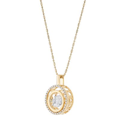 0.50 CT. T.W. Double Circle Dancing Diamond Pendant Necklace