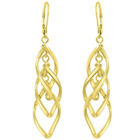 14K Italian Gold Twist Drop Leverback Earrings