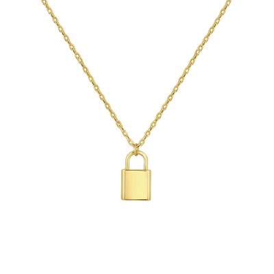 Gold Padlock Necklace - Key