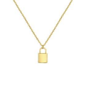 14K Yellow Gold High Polish Padlock Pendant on 16-18" chain with Lobster Clasp