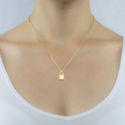 Gold Padlock Pendant Necklace