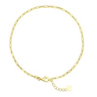 14K Yellow Gold Paperclip Anklet, 9-10"