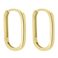 14K Yellow Gold Paperclip Hoop Earrings