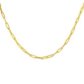 14K Yellow Gold Baby Paperclip Necklace, 15"-17"