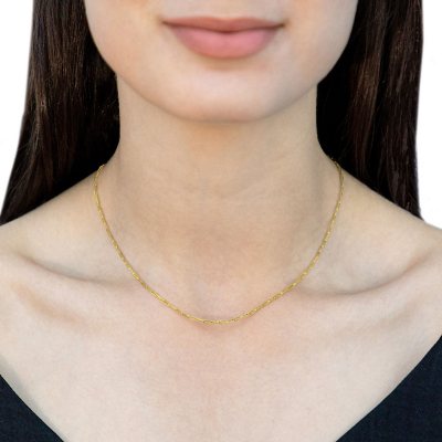 Solid Gold Paperclip Chain Necklace - Chic Enduring Gift