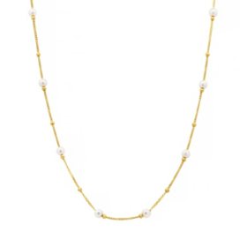 Mommy and Me 14K Freshwater Cultured Pearl and High Polish Bead Necklace, 15"