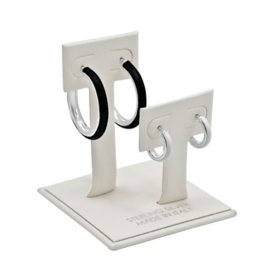 Sterling Silver Italian 2PC Black Enamel and White Enamel Hoop Box Set