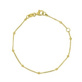 14K Yellow Gold Kids Beaded Bracelet with Lobster Clasp