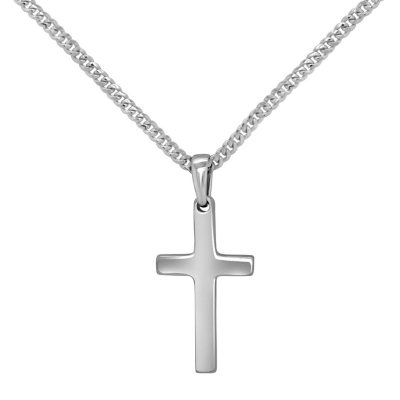 Sterling Silver Reversible Cross Pendant on Cuban Chain, 22 - Sam's Club