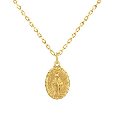 Gold necklace with mama mary outlet pendant