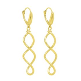 14K Italian Yellow Gold Twist Dangle Earrings