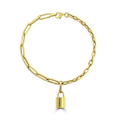 Lock charm yellow gold bracelet