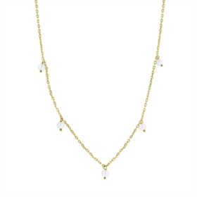 Freshwater Cultured Pearls Necklace in 14K Yellow Gold, Adjustable 16-18"