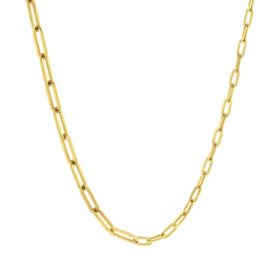 High Polish Half And Half Paperclip Chain Necklace in 14K Yellow Gold 18"