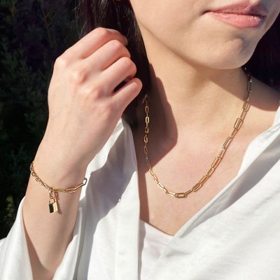 Mejuri 14K Yellow Gold Chain Necklaces: Paperclip Chain Charm Necklace