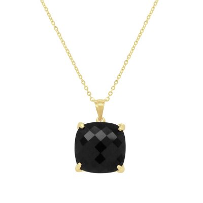 Square Treated Onyx Pendant with 16-18” Chain and Lobster Clasp in 14K  Yellow Gold