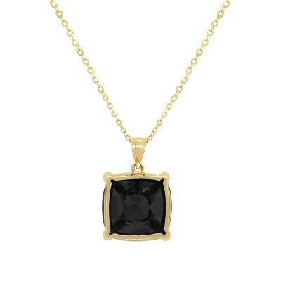 Square Treated Onyx Pendant with 16-18” Chain and Lobster Clasp in 14K  Yellow Gold