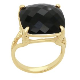 Large Square Onyx Ring in 14K Yellow Gold