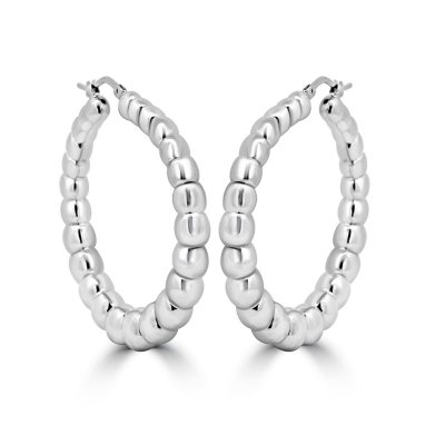 Italian Sterling Silver Beaded Hoop Earrings - Sam's Club