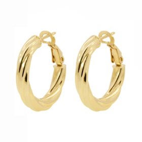 14K Italian Yellow Gold Twisted Hoop Earrings