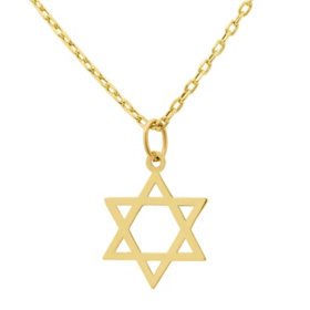 14K Yellow Gold Star of David Necklace 16-18"