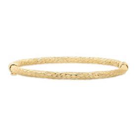 14K Italian Yellow Gold Diamond Cut Bangle