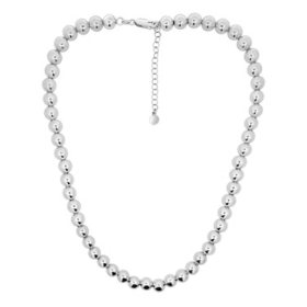 Italian Sterling Silver 8mm Beaded Necklace, 18-20"
