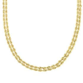 Kissing Hearts  Double Rope Chain Necklace in 14K Gold