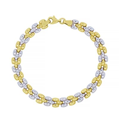 Panther Chain Bracelet in 14K Gold:- Two Tone Gold, 6.25mm