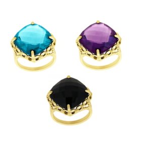 Treated Solitaire Gemstone Ring in 14K Gold