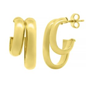 Multi J Hoop Earrings in 14K Gold