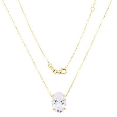 Lab Created Necklace 14K Yellow Gold, White Sapphire, 20':- White Sapphire, 20'