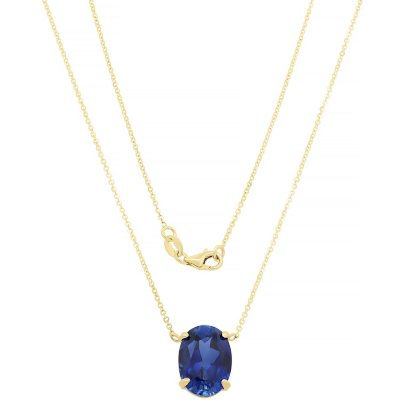 6SFN-1822/WSP Lab Created Necklace 14K Yellow Gold- Blue Sapphire, 16':- Blue Sapphire, 16'