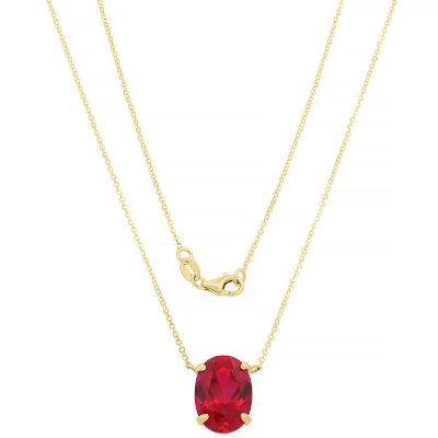 Lab Created Necklace 14K Yellow Gold- Ruby, 16':- Ruby, 16'