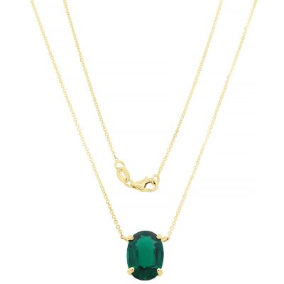 Lab Created Necklace 14K Yellow Gold- Emerald, 20':- Emerald, 20'