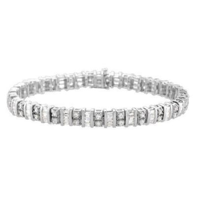 4.95 ct. t.w. Round & Baguette Diamond Tennis Bracelet (H-I, I1) - Sam ...